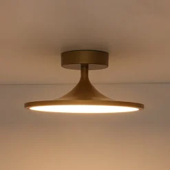 Modern Simple Brass Round Dimmable LED Semi Flush Mount