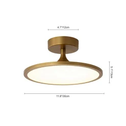 Modern Simple Brass Round Dimmable LED Semi Flush Mount