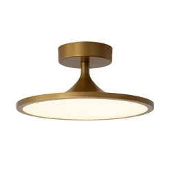 Modern Simple Brass Round Dimmable LED Semi Flush Mount