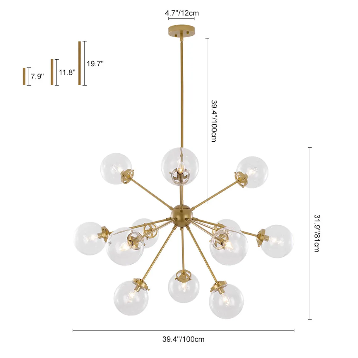 Modern Sphere 12-light Sputnik Chandelier