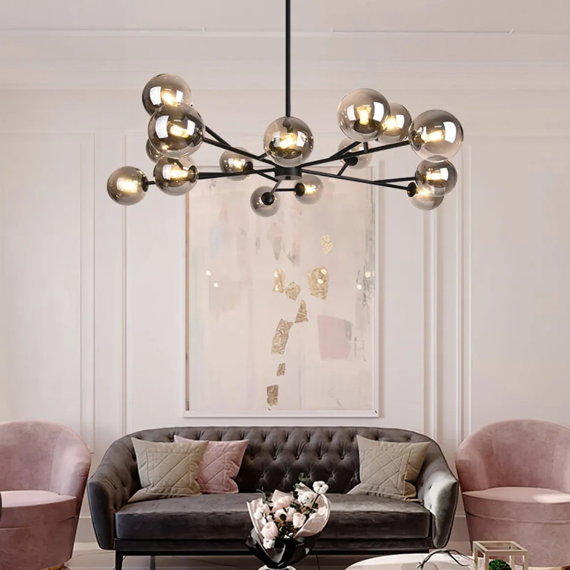 Modern Sputnik Branching Bubble Chandelier