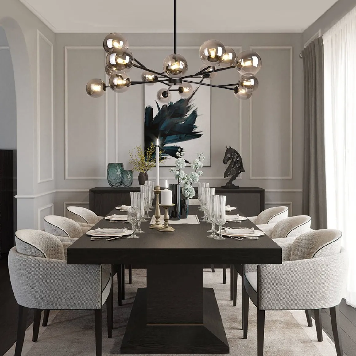 Modern Sputnik Branching Bubble Chandelier