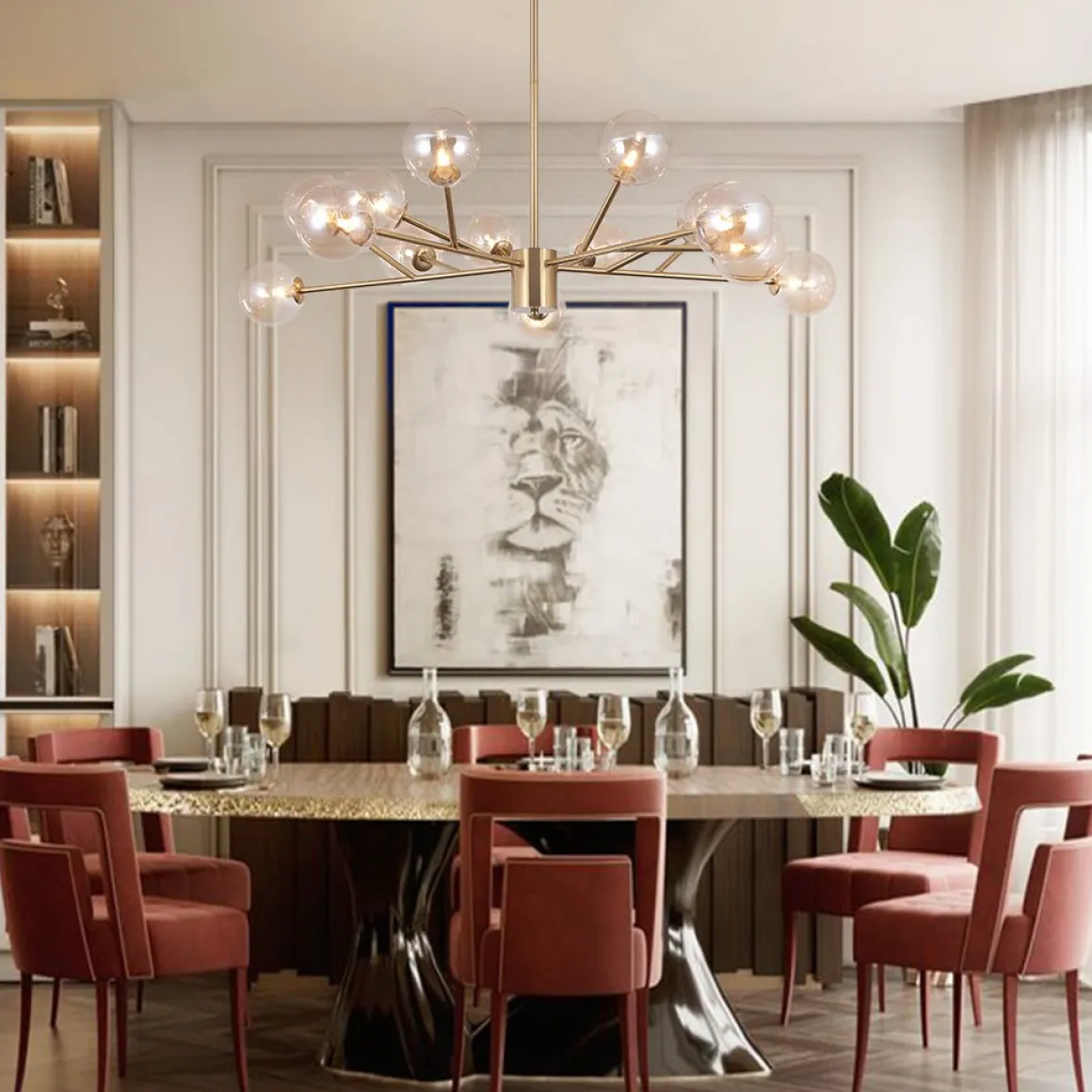 Modern Sputnik Branching Bubble Chandelier