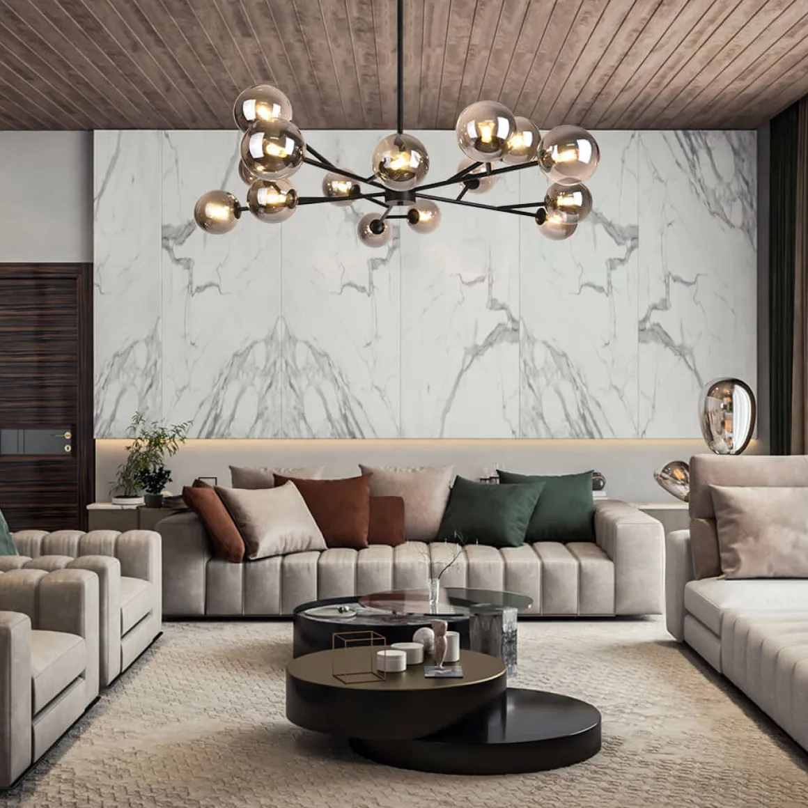 Modern Sputnik Branching Bubble Chandelier