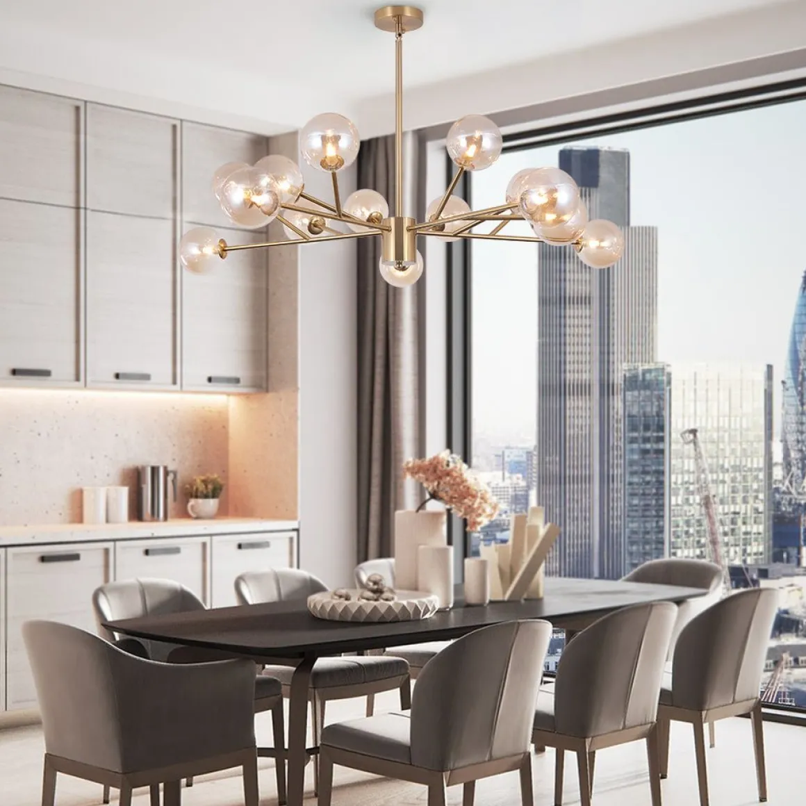 Modern Sputnik Branching Bubble Chandelier