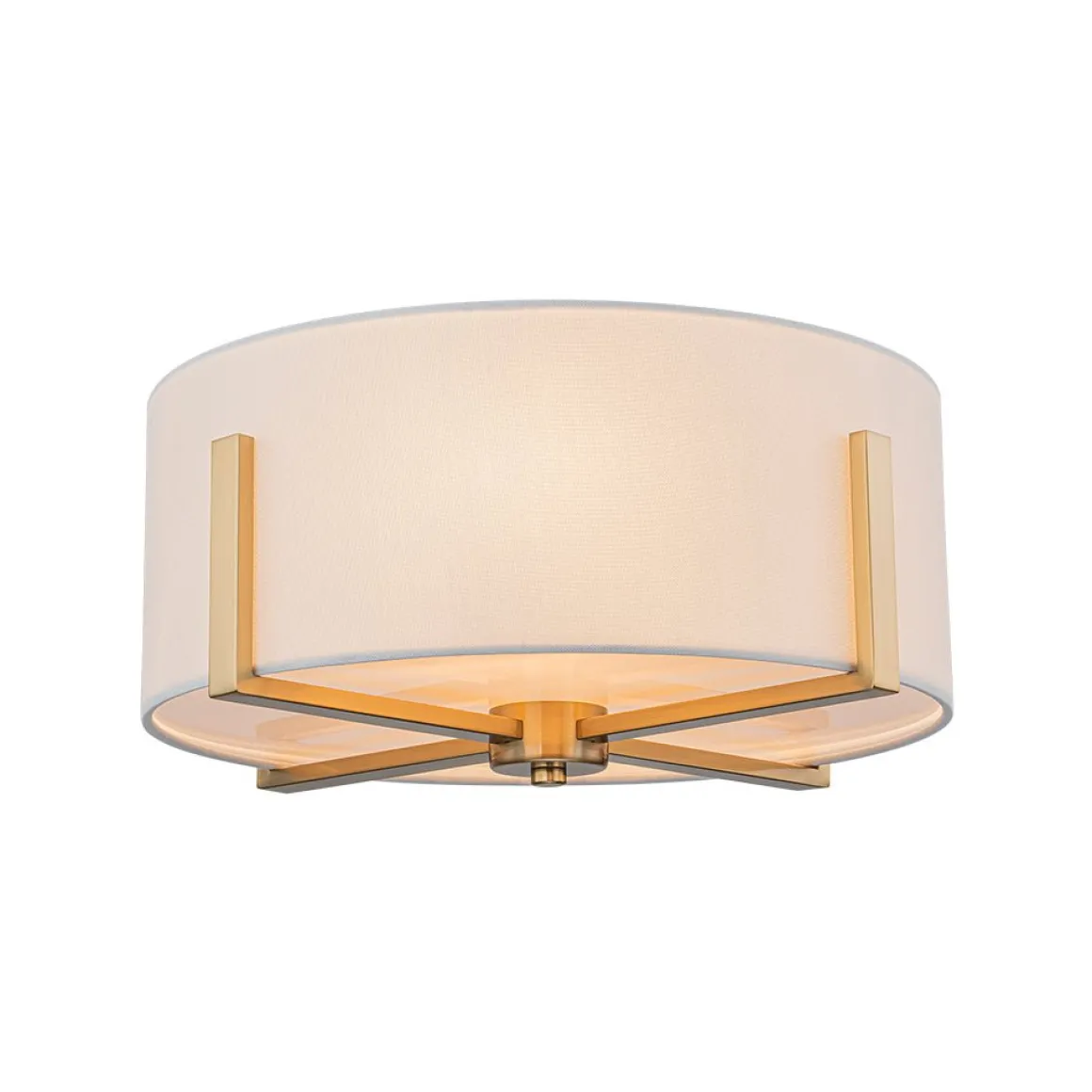 Modern Wide Drum Fabric Cage Flush Mount Light