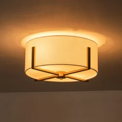 Modern Wide Drum Fabric Cage Flush Mount Light