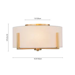 Modern Wide Drum Fabric Cage Flush Mount Light