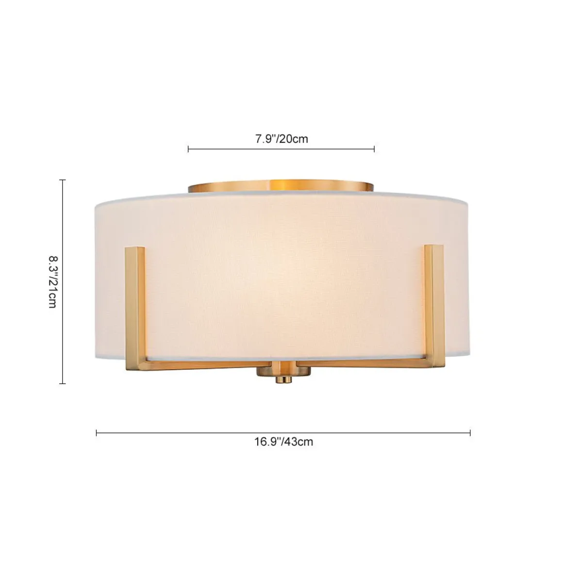Modern Wide Drum Fabric Cage Flush Mount Light