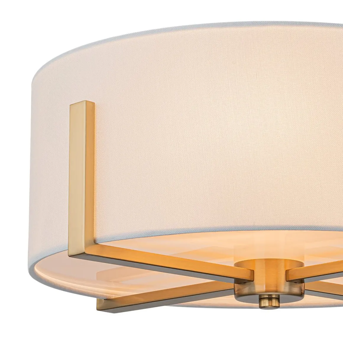 Modern Wide Drum Fabric Cage Flush Mount Light