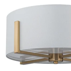 Modern Wide Drum Fabric Cage Flush Mount Light