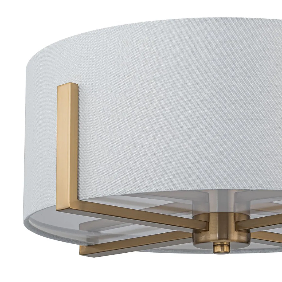 Modern Wide Drum Fabric Cage Flush Mount Light