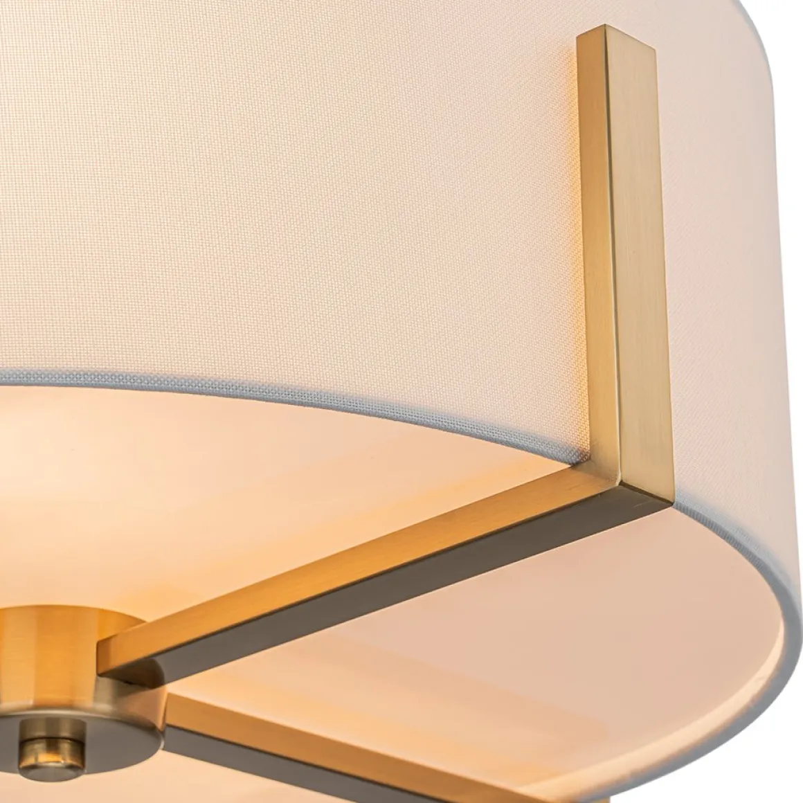 Modern Wide Drum Fabric Cage Flush Mount Light