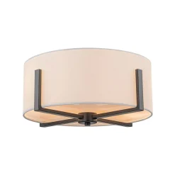 Modern Wide Drum Fabric Cage Flush Mount Light