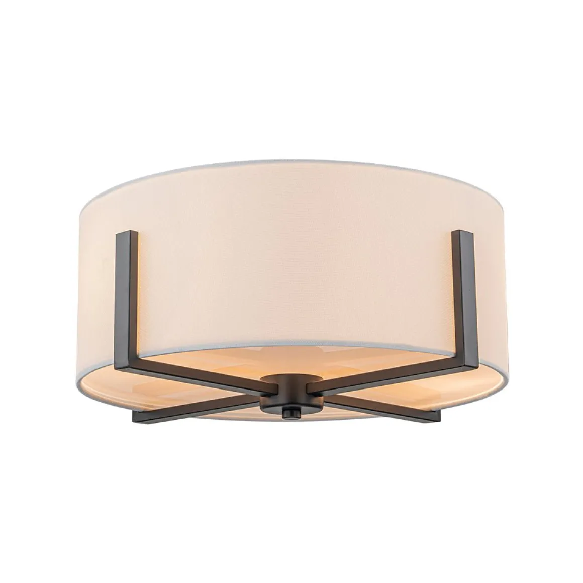 Modern Wide Drum Fabric Cage Flush Mount Light