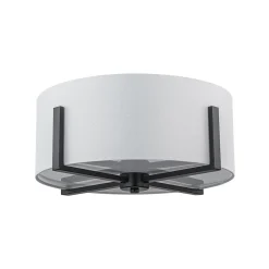Modern Wide Drum Fabric Cage Flush Mount Light