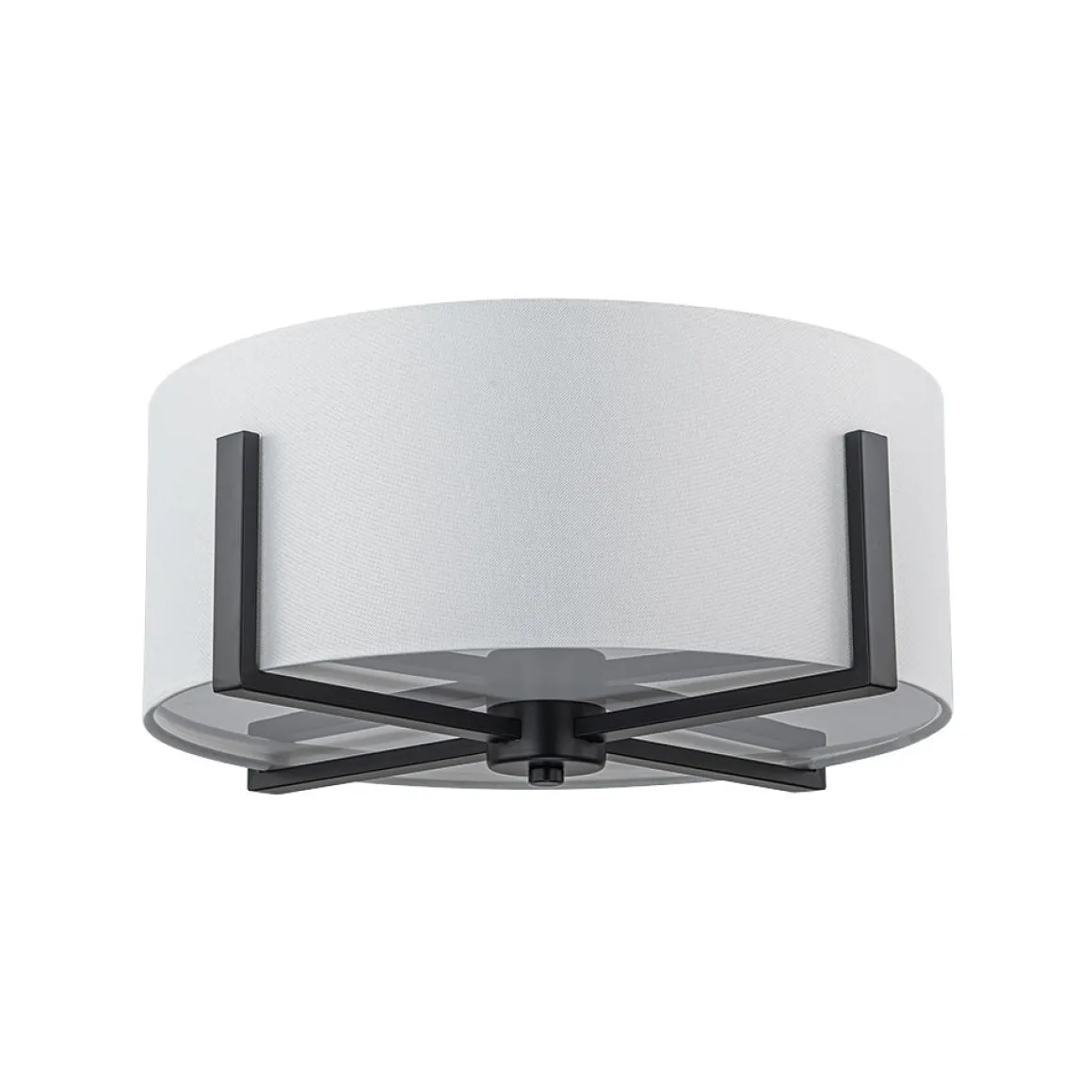 Modern Wide Drum Fabric Cage Flush Mount Light