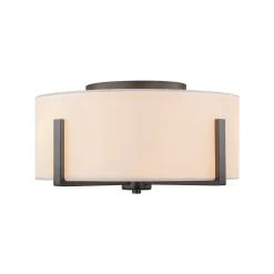 Modern Wide Drum Fabric Cage Flush Mount Light