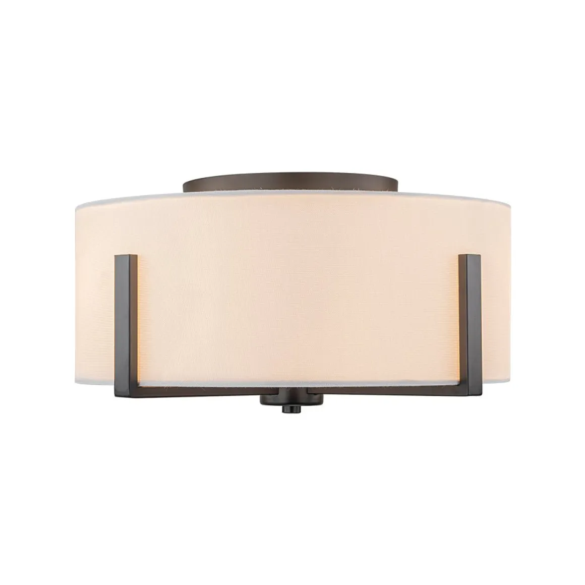 Modern Wide Drum Fabric Cage Flush Mount Light
