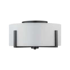 Modern Wide Drum Fabric Cage Flush Mount Light