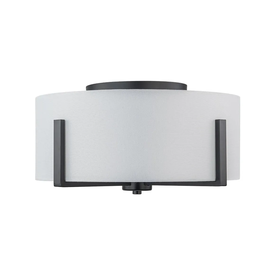 Modern Wide Drum Fabric Cage Flush Mount Light