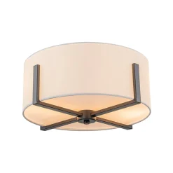 Modern Wide Drum Fabric Cage Flush Mount Light
