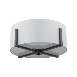 Modern Wide Drum Fabric Cage Flush Mount Light