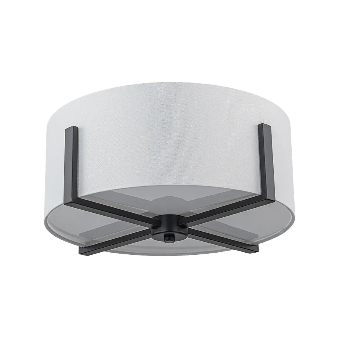 Modern Wide Drum Fabric Cage Flush Mount Light