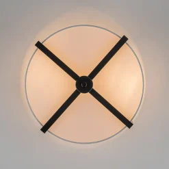 Modern Wide Drum Fabric Cage Flush Mount Light