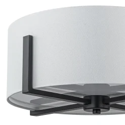 Modern Wide Drum Fabric Cage Flush Mount Light
