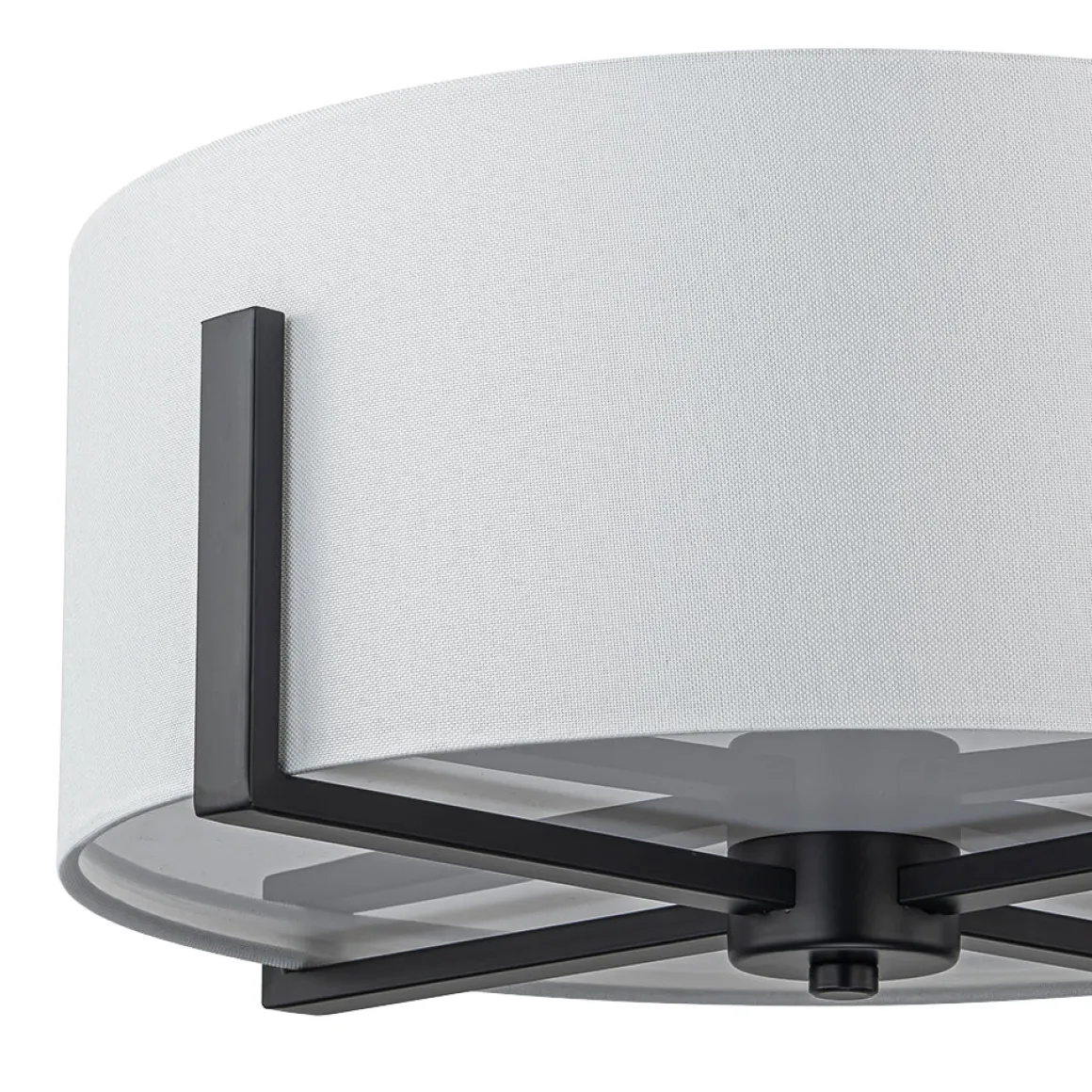 Modern Wide Drum Fabric Cage Flush Mount Light