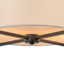 Modern Wide Drum Fabric Cage Flush Mount Light