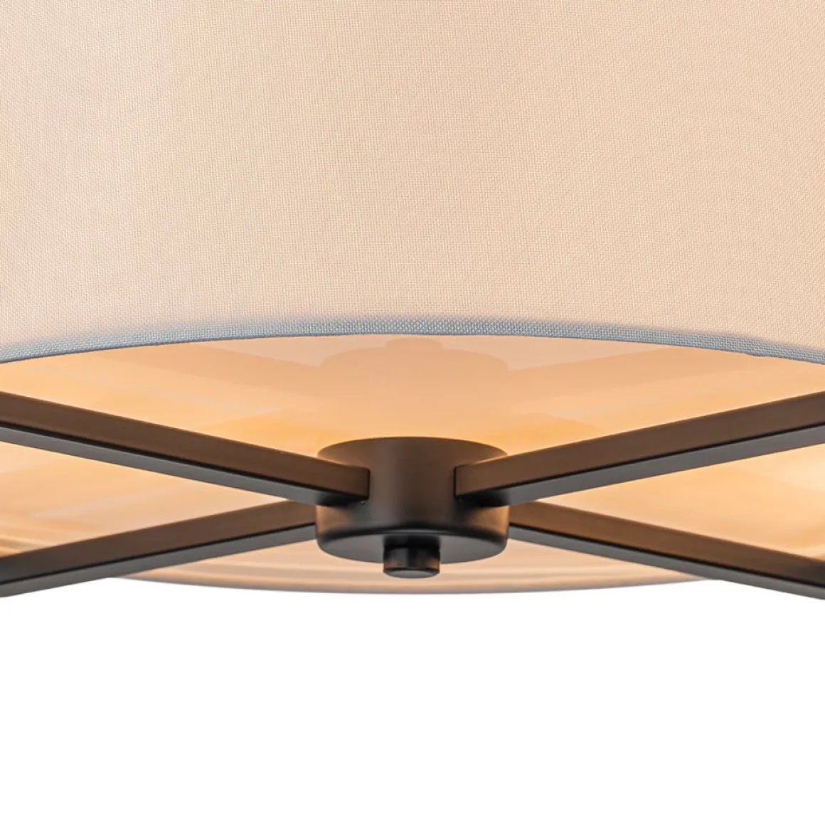 Modern Wide Drum Fabric Cage Flush Mount Light