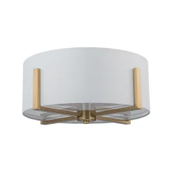 Modern Wide Drum Fabric Cage Flush Mount Light