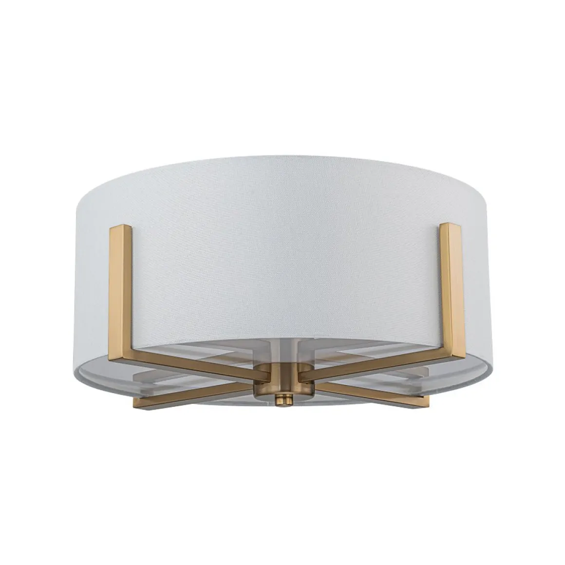 Modern Wide Drum Fabric Cage Flush Mount Light