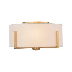 Modern Wide Drum Fabric Cage Flush Mount Light