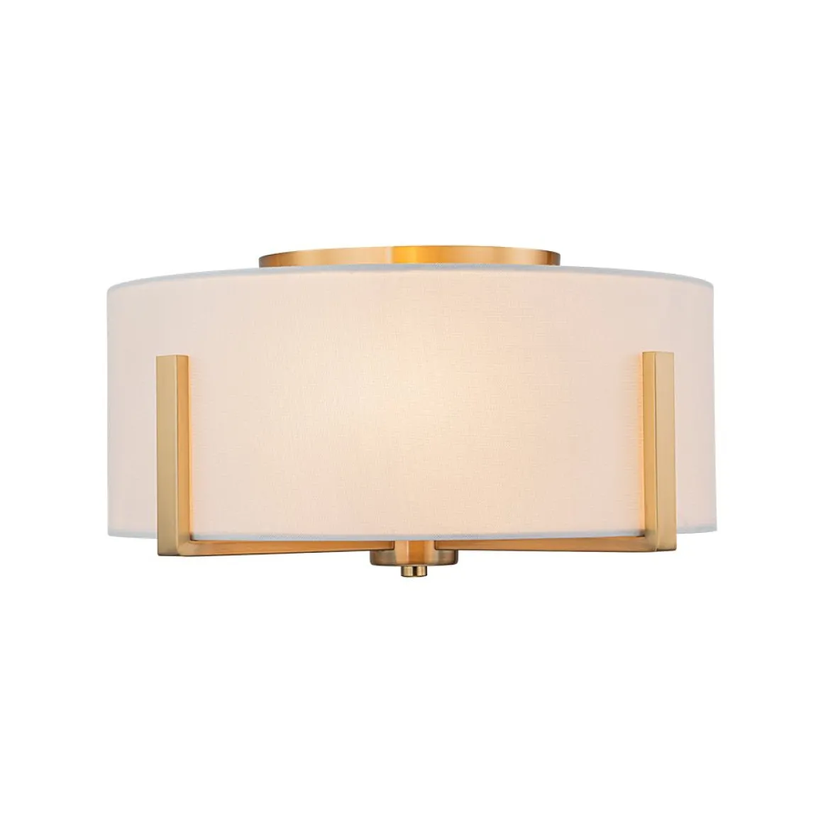 Modern Wide Drum Fabric Cage Flush Mount Light