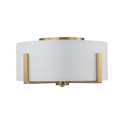 Modern Wide Drum Fabric Cage Flush Mount Light