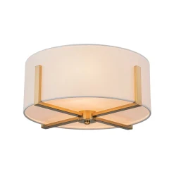 Modern Wide Drum Fabric Cage Flush Mount Light