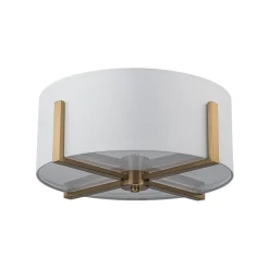 Modern Wide Drum Fabric Cage Flush Mount Light