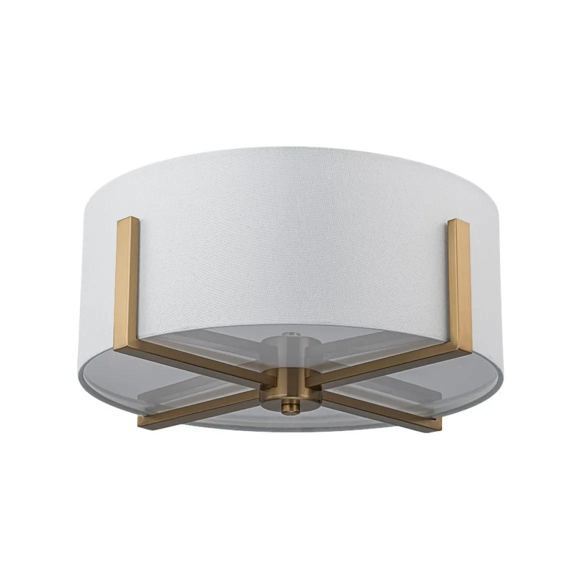 Modern Wide Drum Fabric Cage Flush Mount Light