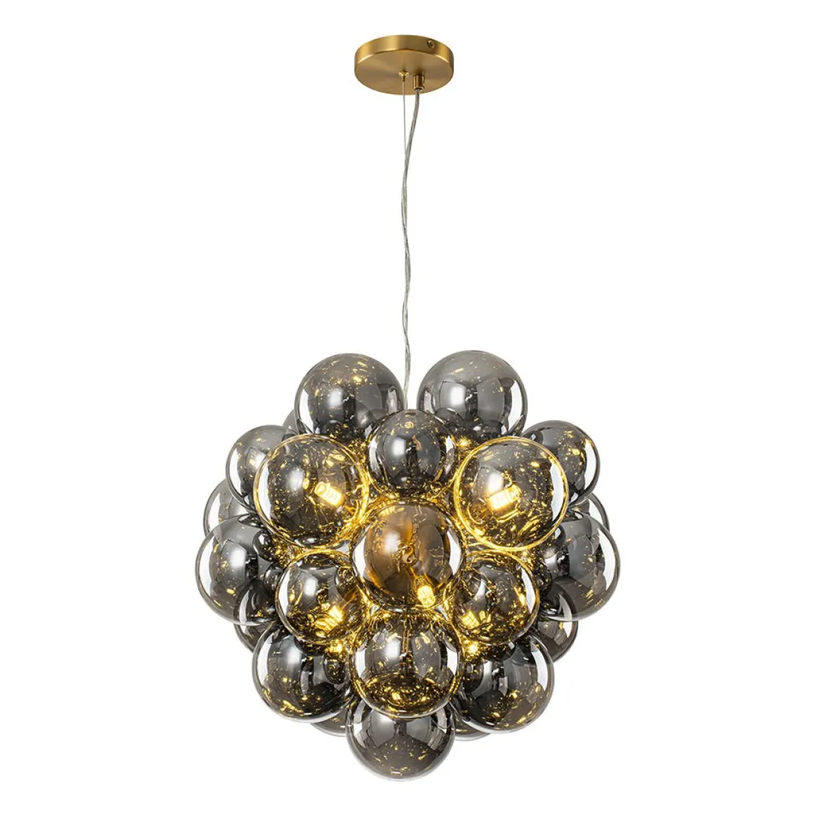 Moody Luxe Cluster Smoked Glass Bubble Sphere Chandelier