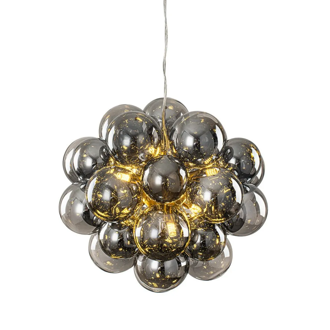 Moody Luxe Cluster Smoked Glass Bubble Sphere Chandelier