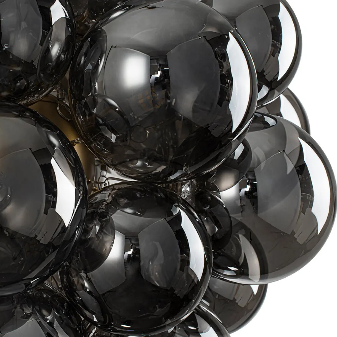 Moody Luxe Cluster Smoked Glass Bubble Sphere Chandelier