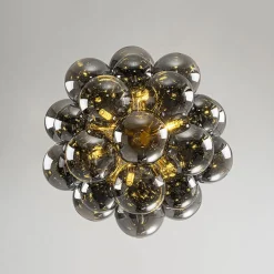 Moody Luxe Cluster Smoked Glass Bubble Sphere Chandelier