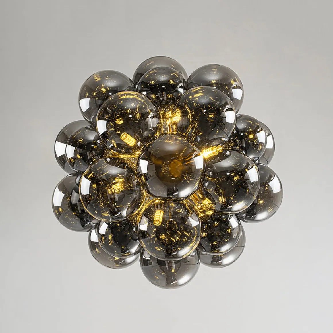 Moody Luxe Cluster Smoked Glass Bubble Sphere Chandelier