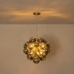 Moody Luxe Cluster Smoked Glass Bubble Sphere Chandelier