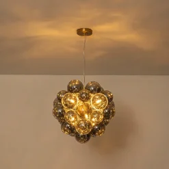 Moody Luxe Cluster Smoked Glass Bubble Sphere Chandelier