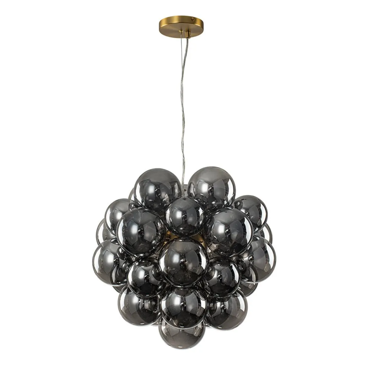 Moody Luxe Cluster Smoked Glass Bubble Sphere Chandelier