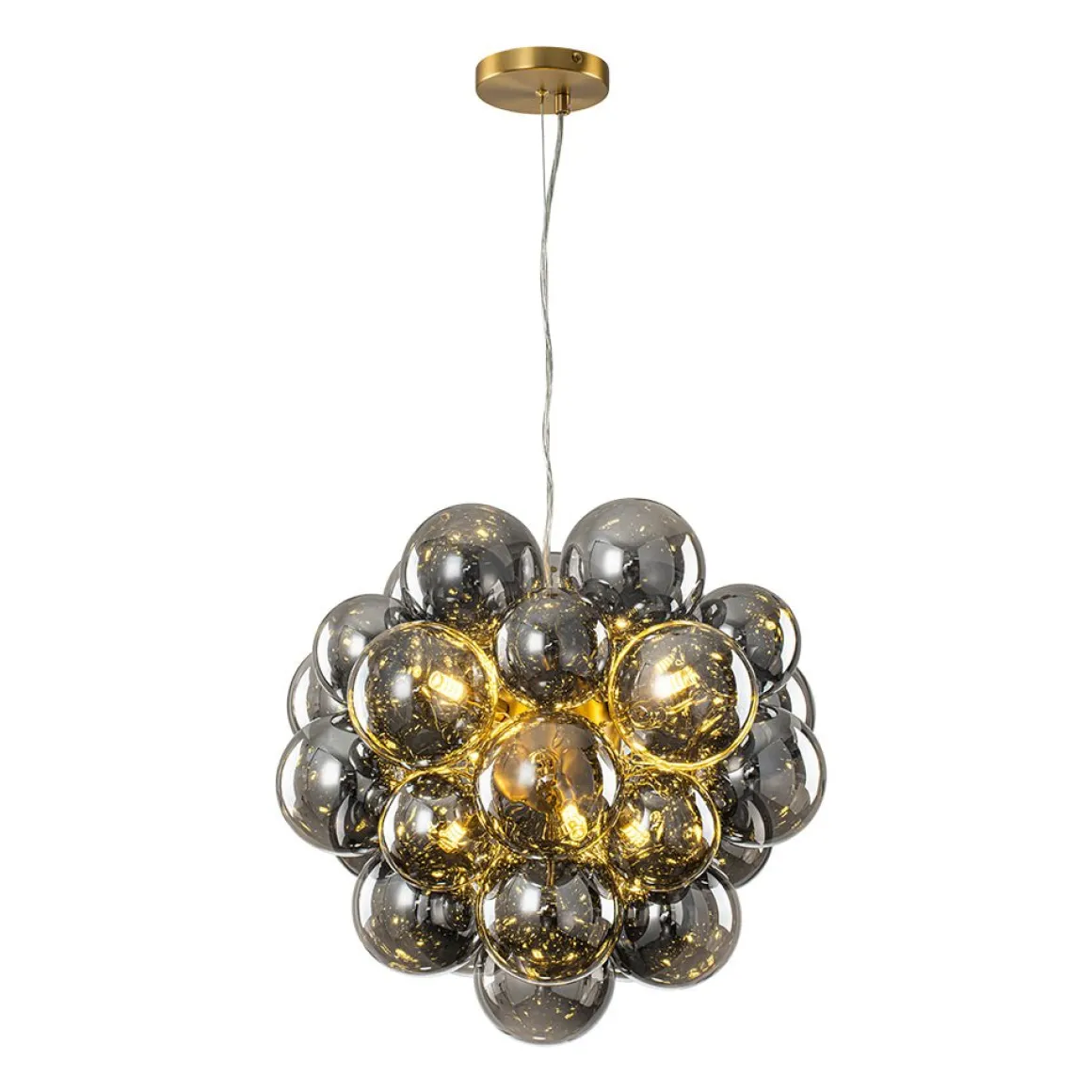 Moody Luxe Cluster Smoked Glass Bubble Sphere Chandelier